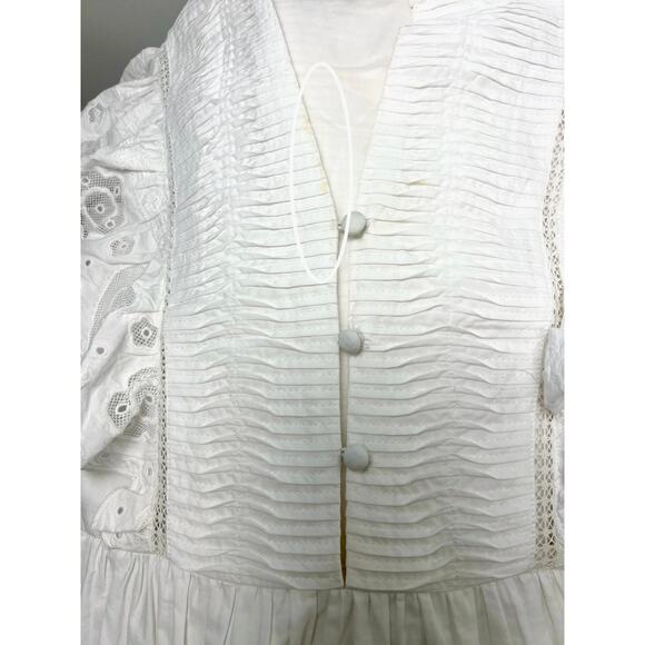 SEA White Jeanetta Eyelet Mini Dress in White Size XS Lace Lined Cotton Party - Picture 7 of 9